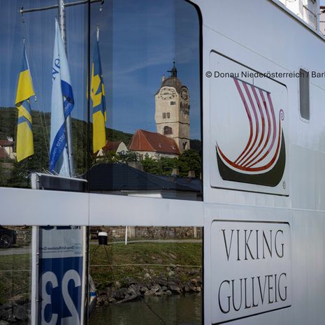 Landeshauptfrau Mikl-Leitner an Bord der MS Viking Gullveig